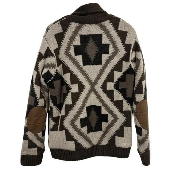 American Stitch Men’s Sherpa Lined Heavy Aztec Button Down Cardigan Size L - Picture 2 of 5